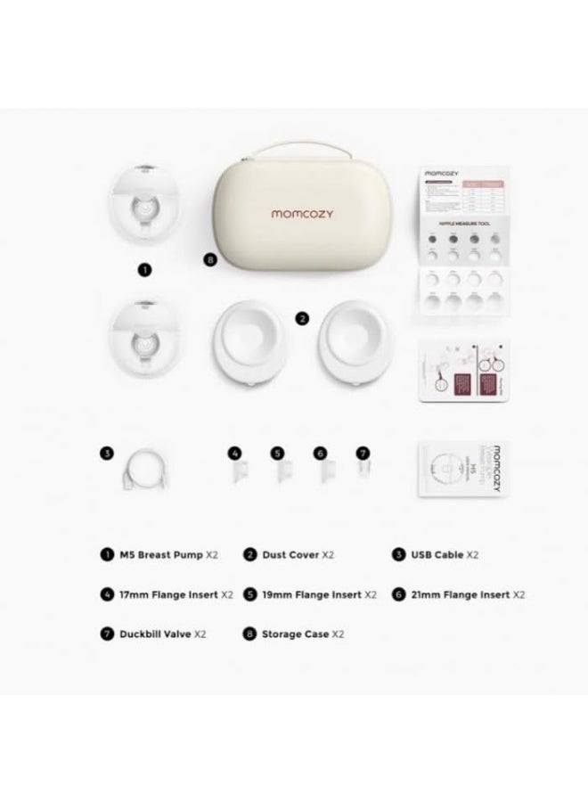 مام كوزي شفاط الثدي المزدوجة الكهربائية القابلة للارتداء MOMCOZY M5 متعددة الوظائف - رمادي 120ملى - Image 4